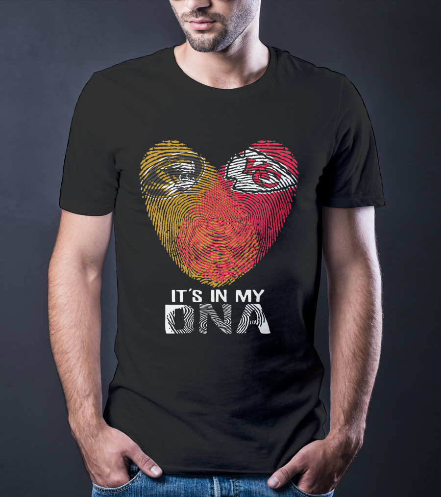 Missouri Tigers And Kansas City Chiefs It's In My DNA Fingerprint Heart T-Shirt