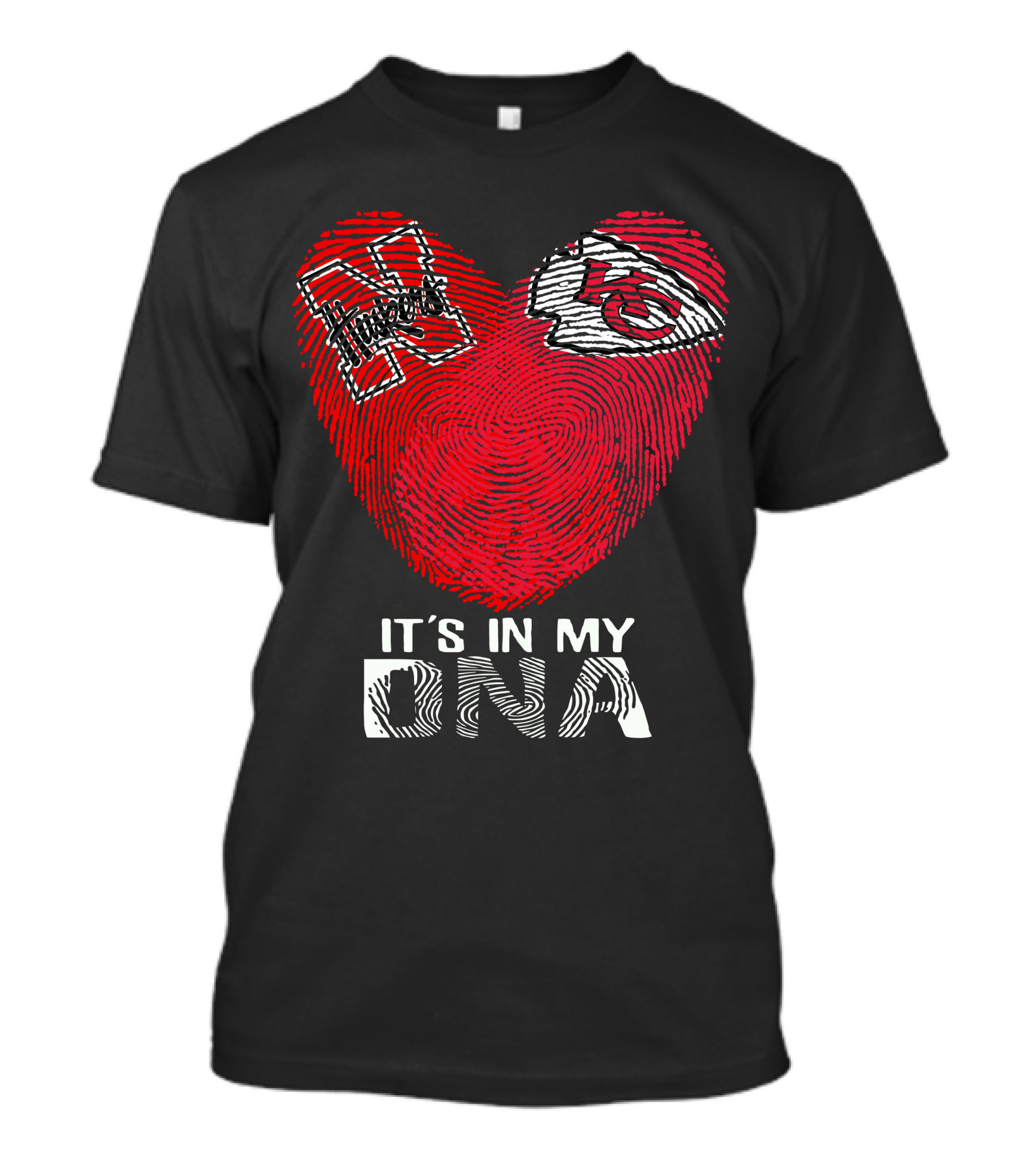 Nebraska Cornhuskers Kansas City Chiefs It's In My DNA Fingerprint Heart T-Shirt
