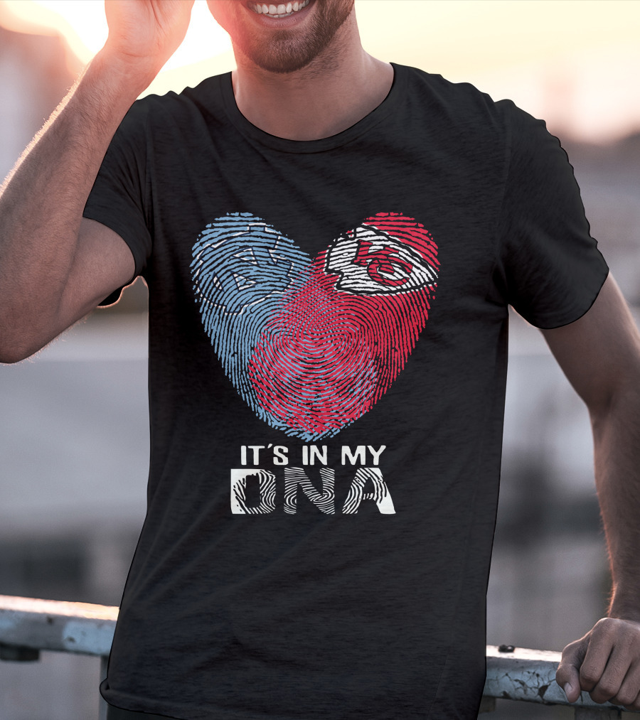 It's In My DNA North Carolina Tar Heels And Chiefs Fingerprint Heart T-Shirt