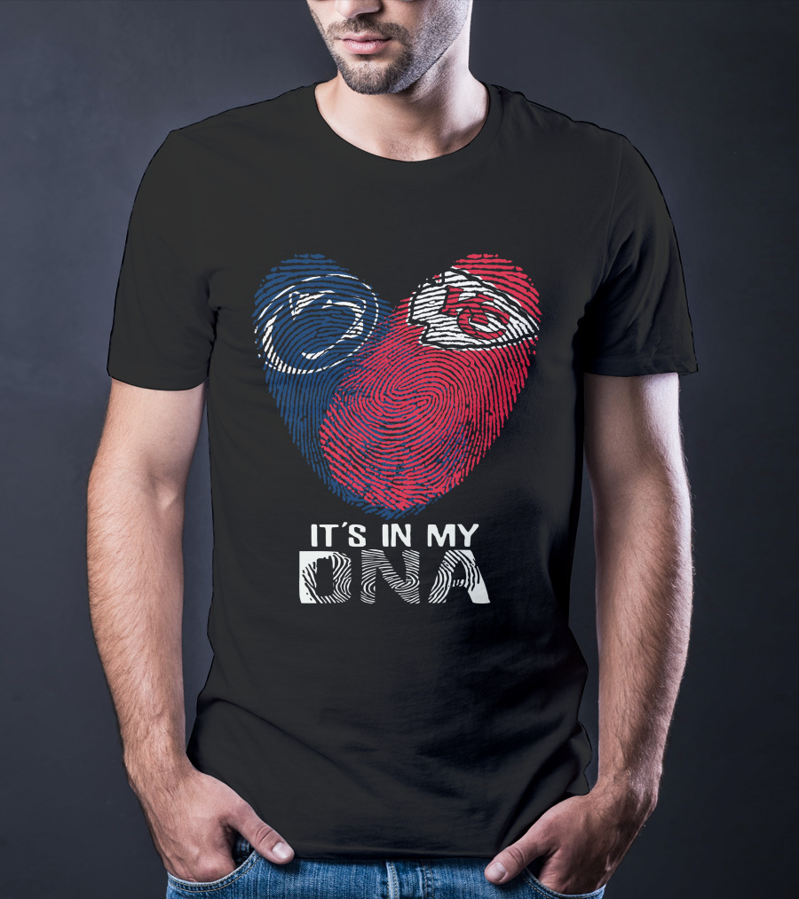 Penn State Nittany Lions And Chiefs It's In My DNA Fingerprint Heart T-Shirt