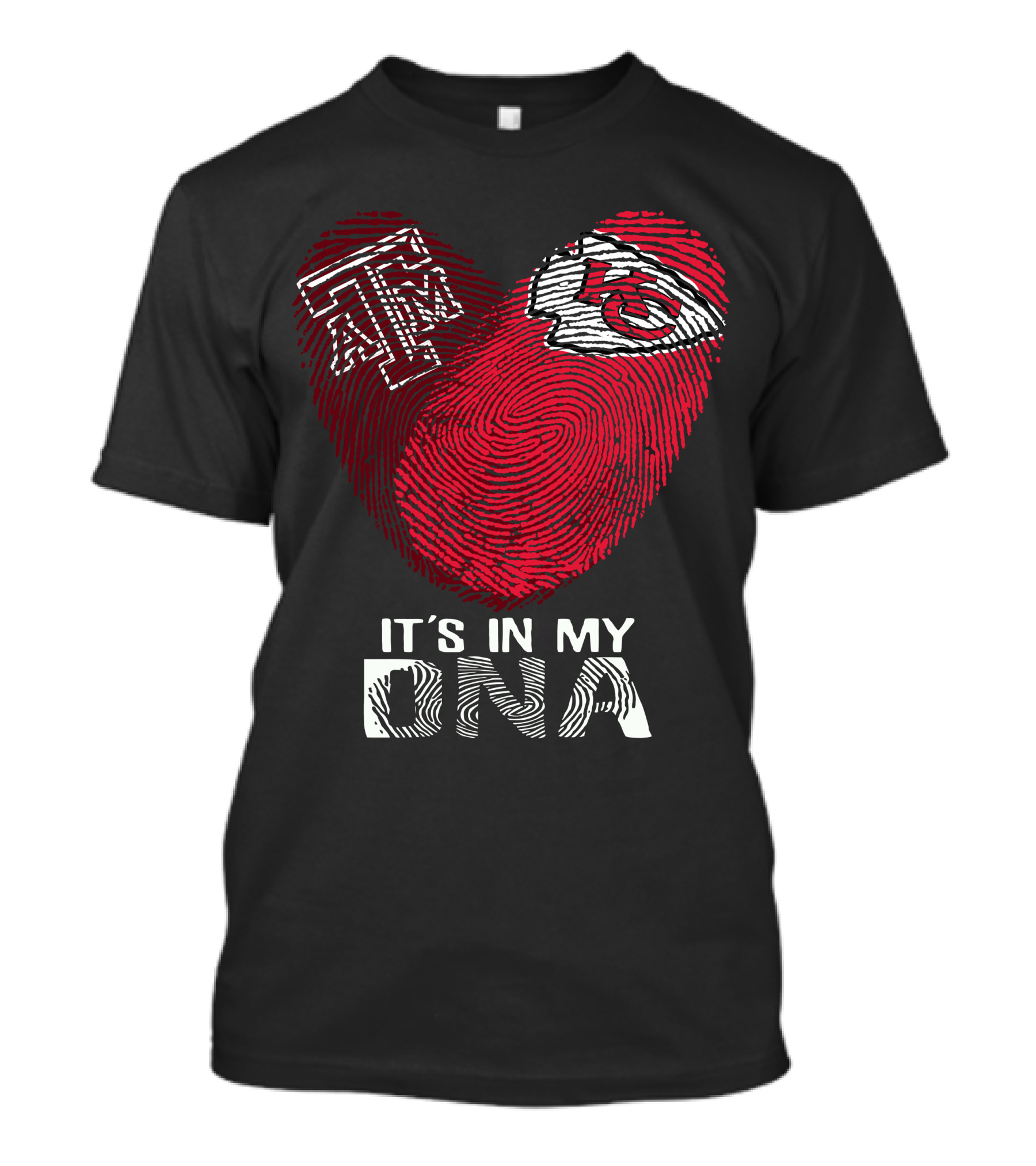 Texas A&M Aggies Chiefs It's In My DNA Fingerprint Heart T-Shirt