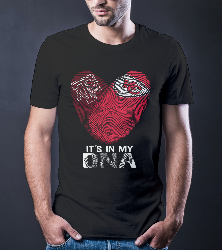 Texas A&M Aggies Chiefs It's In My DNA Fingerprint Heart T-Shirt
