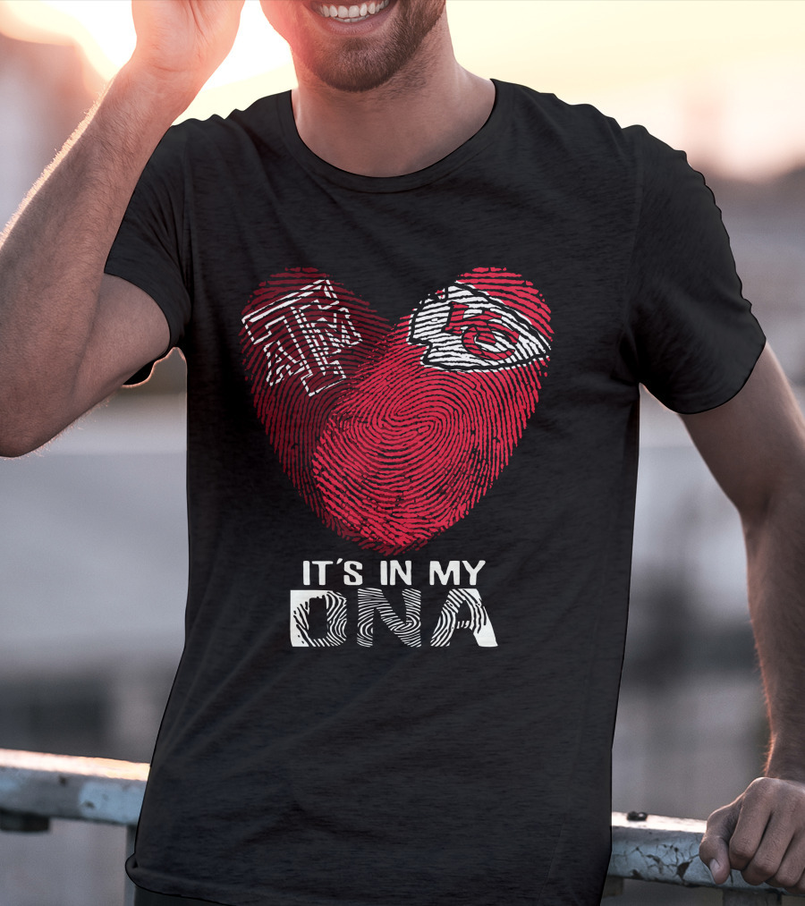 Texas A&M Aggies Chiefs It's In My DNA Fingerprint Heart T-Shirt