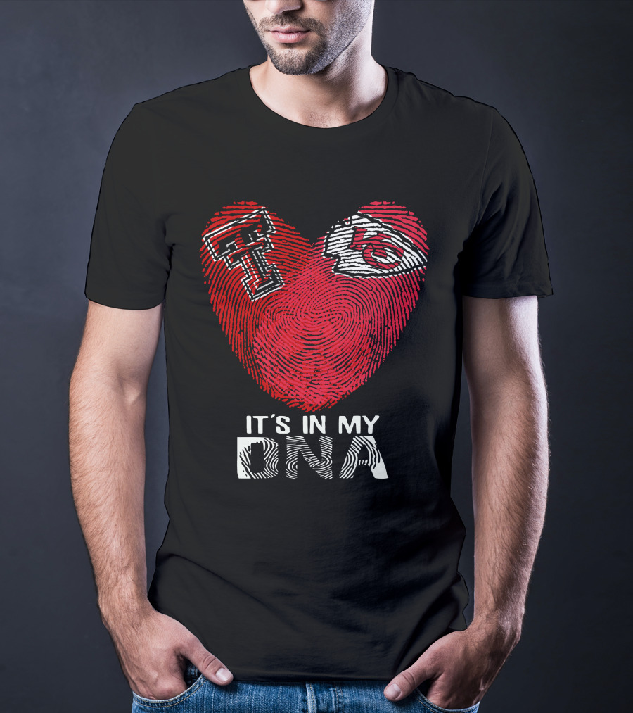 Texas Tech Chiefs It's In My DNA Fingerprint Heart T-Shirt
