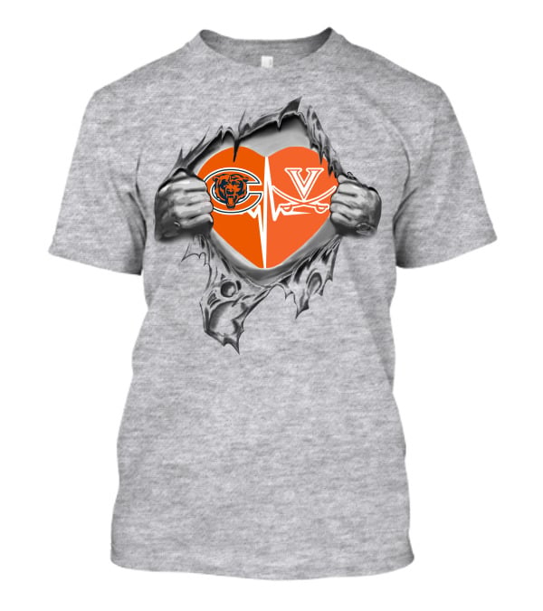 Bears Cavaliers Heartbeat Orange Heart T-Shirt