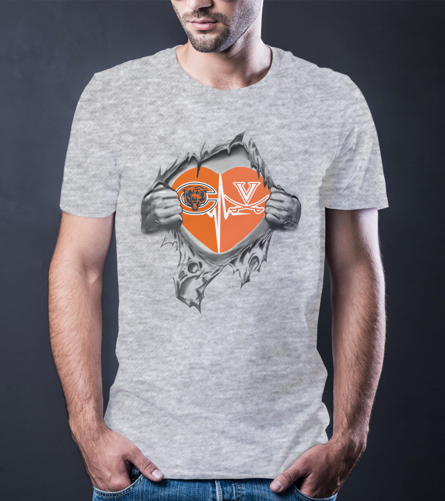 Bears Cavaliers Heartbeat Orange Heart T-Shirt