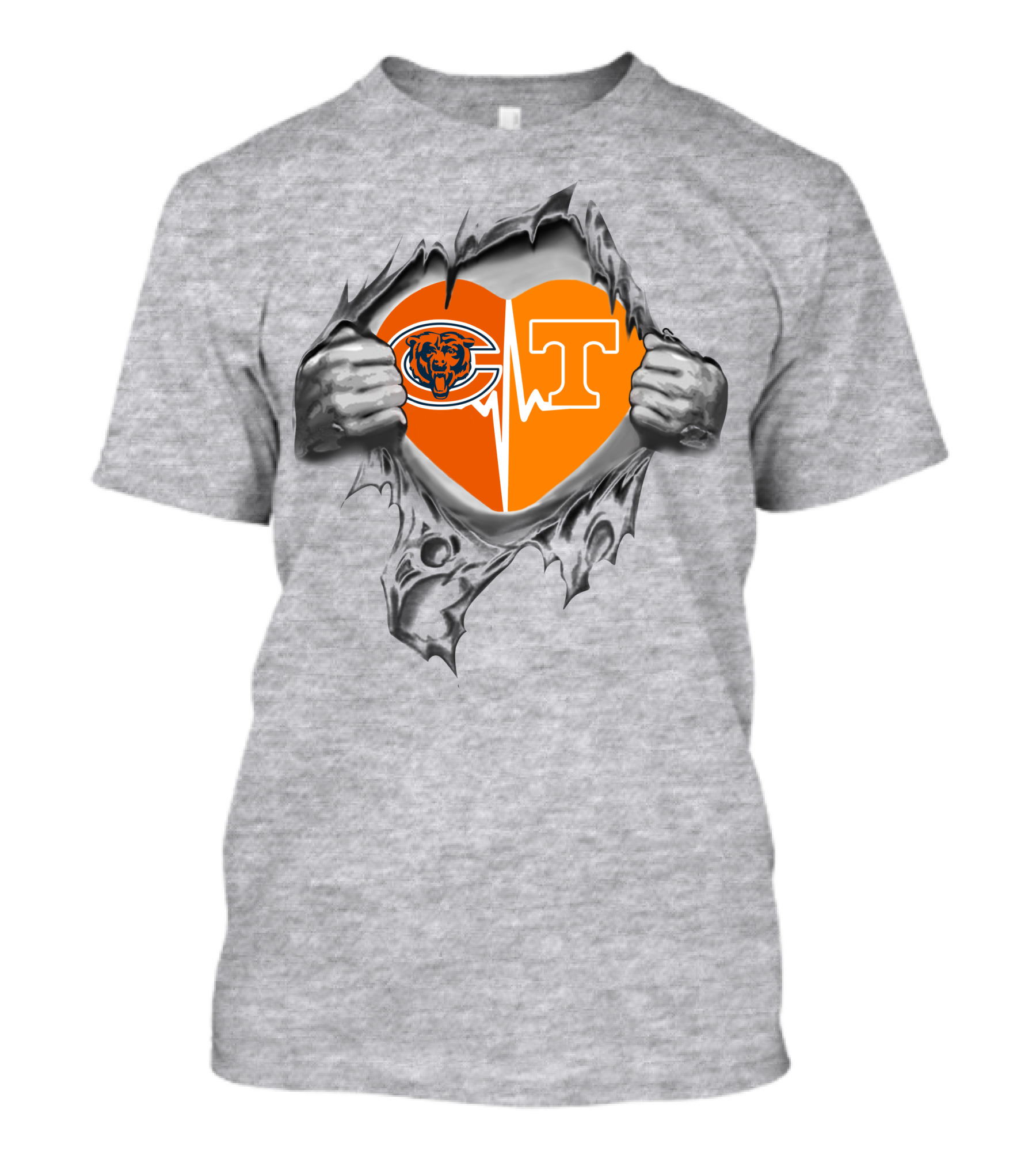 Chicago Bears Tennessee Volunteers Heartbeat Passion T-Shirt