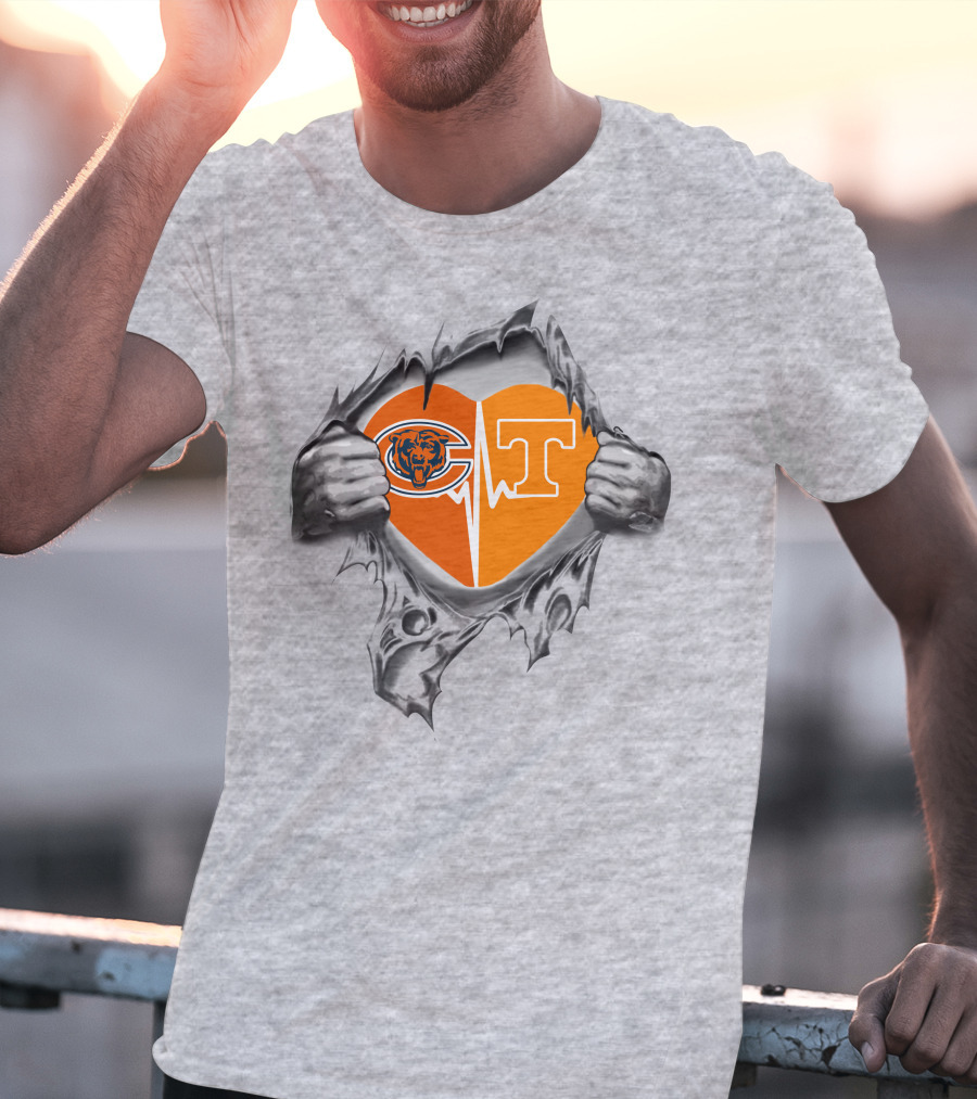 Chicago Bears Tennessee Volunteers Heartbeat Passion T-Shirt