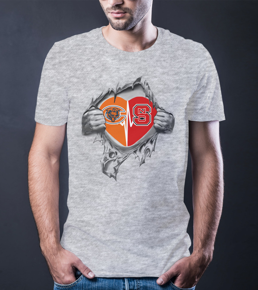 Chicago Bears NC State Heart T-Shirt