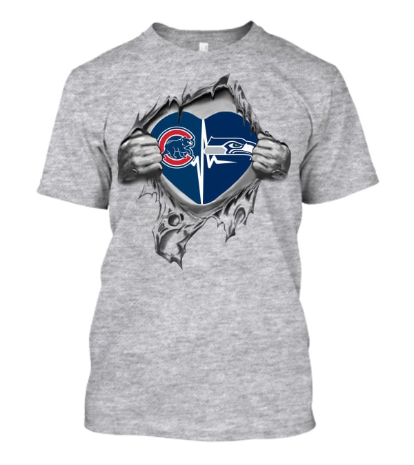 Cubs Seahawks Heartbeat Passion T-Shirt