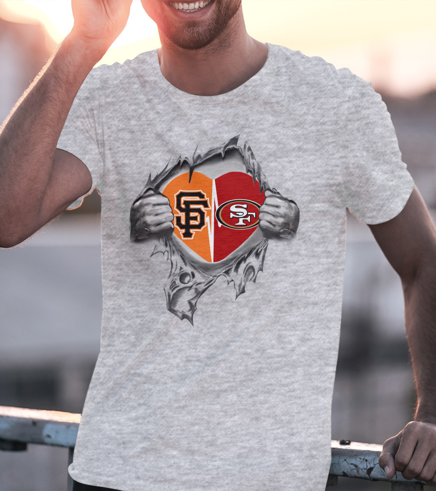 San Francisco Giants And 49ers Split Heart T-Shirt