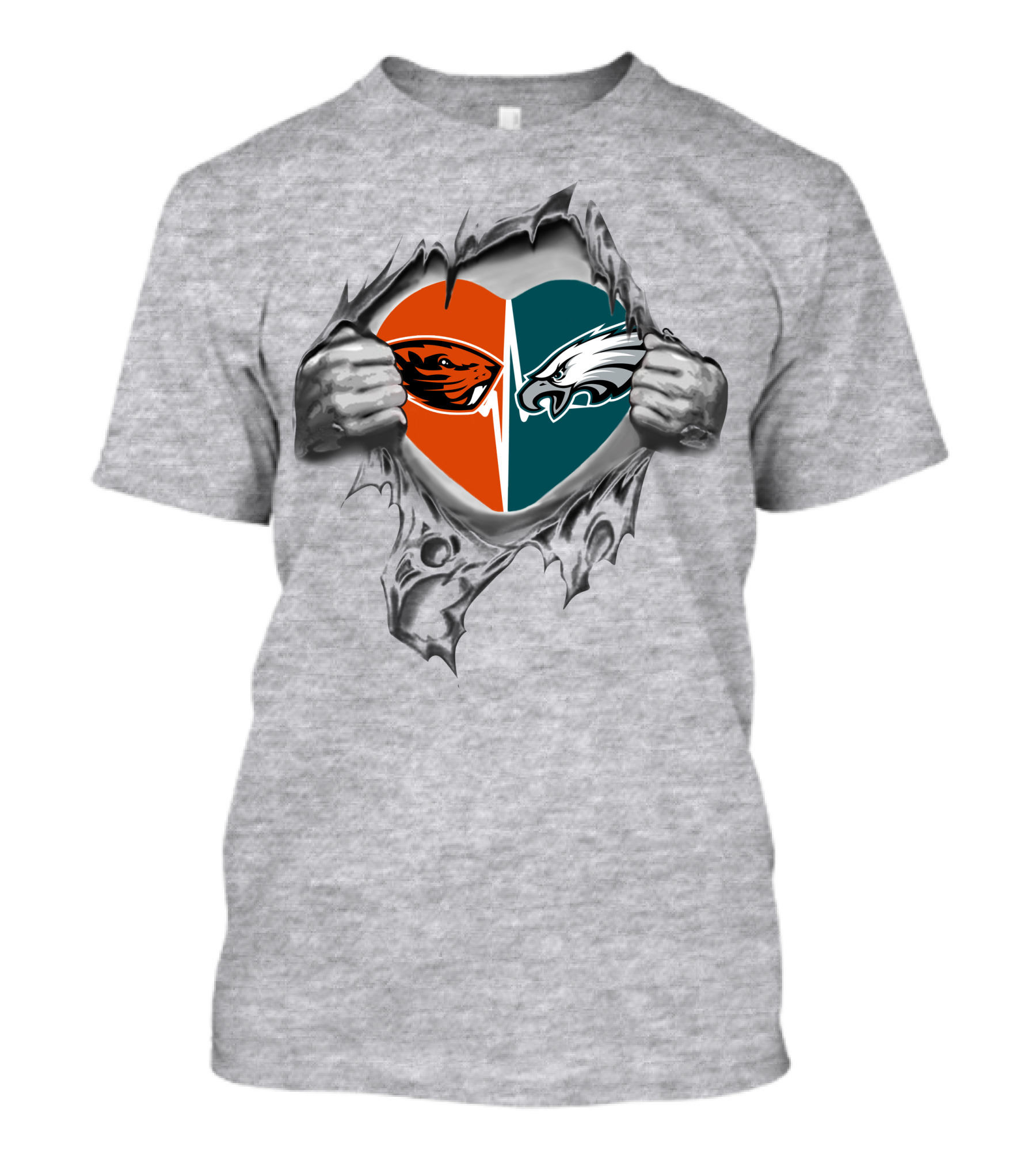 Eagles Beavers Love Divided Heart T-Shirt