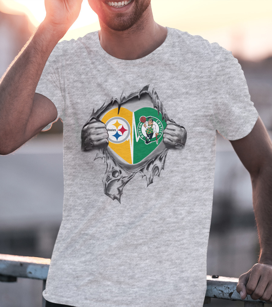 Steelers Celtics Heart Torn Open Symbol Of Passion And Loyalty T-Shirt