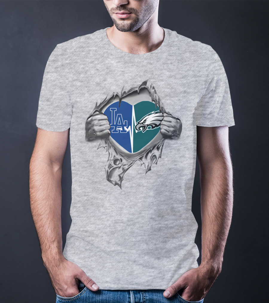 Eagles Dodgers Heart LA Philadelphia Love T-Shirt