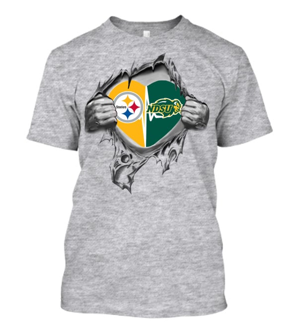 Steelers Ndsu Heart Logo Torn Fabric T-Shirt