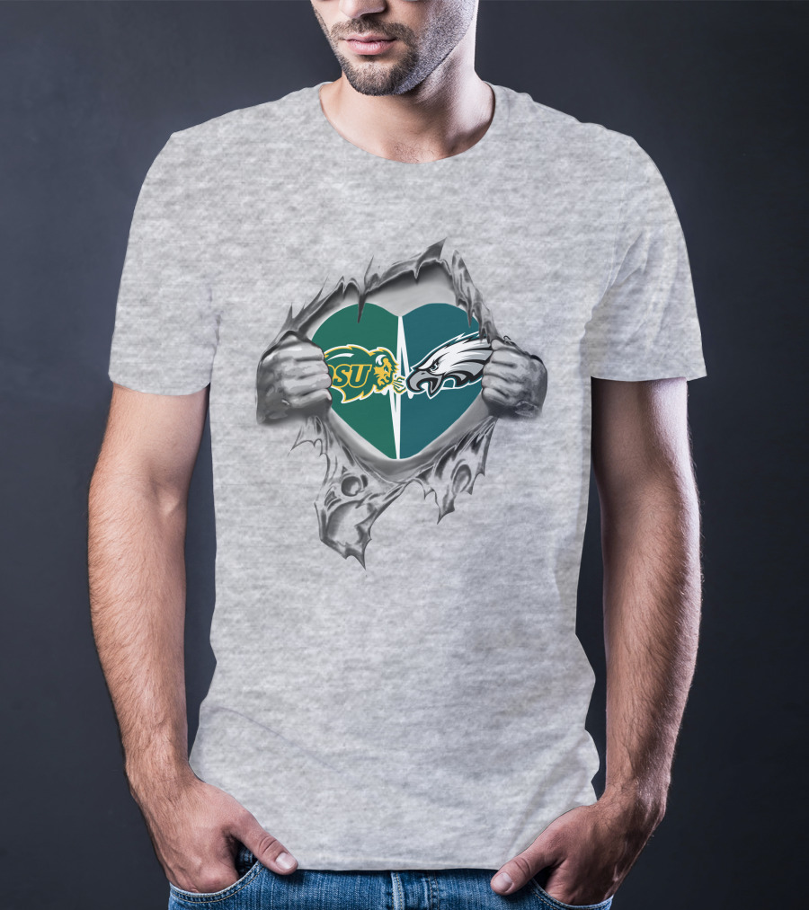 Eagles NDSU Heart Symbol With Torn Effect T-Shirt