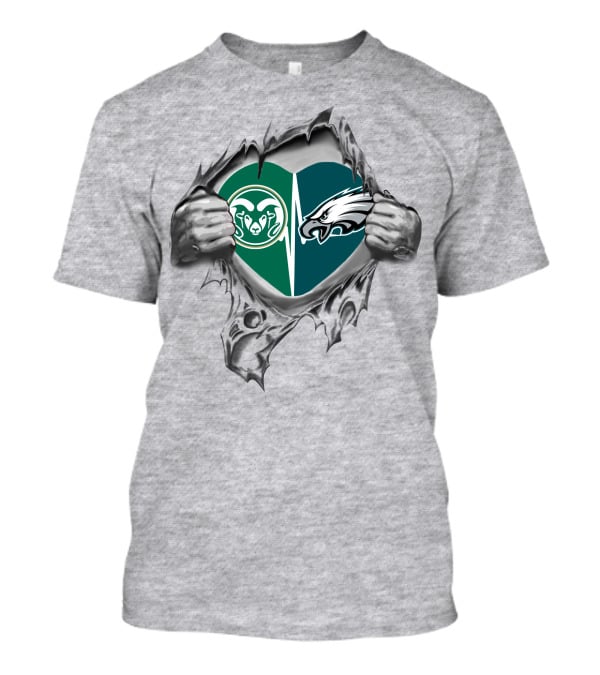 Eagles Rams Heartbeat Passion Football Fan T-Shirt
