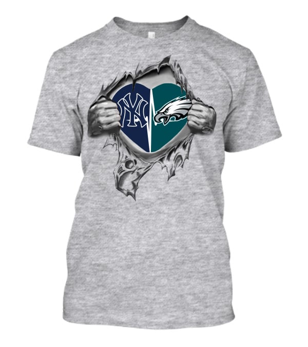 Eagles Yankees Heart Logo Mashup T-Shirt