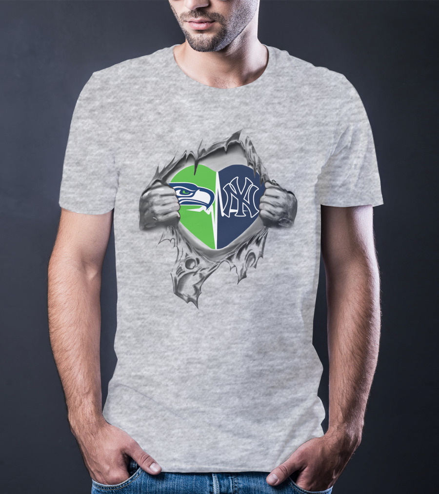 Seahawks Yankees Heart Icons T-Shirt