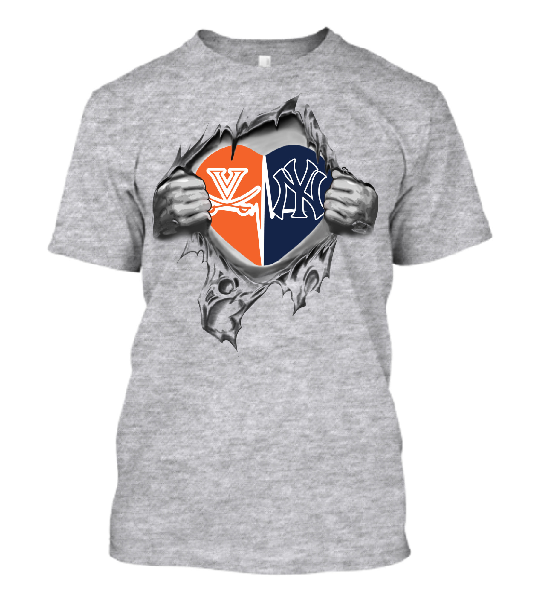 Yankees Cavaliers Heart With Split T-Shirt