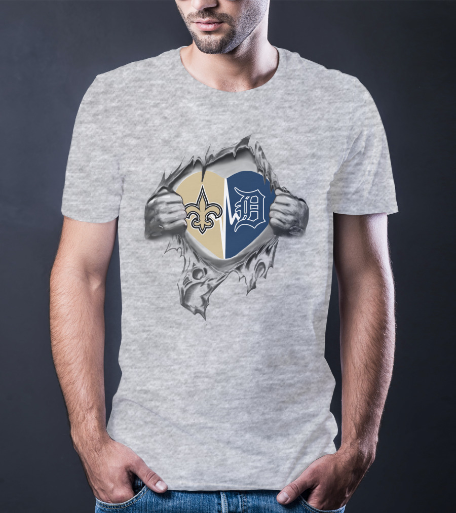 Heart Of Saints And Detroit Tigers Loyalty T-Shirt