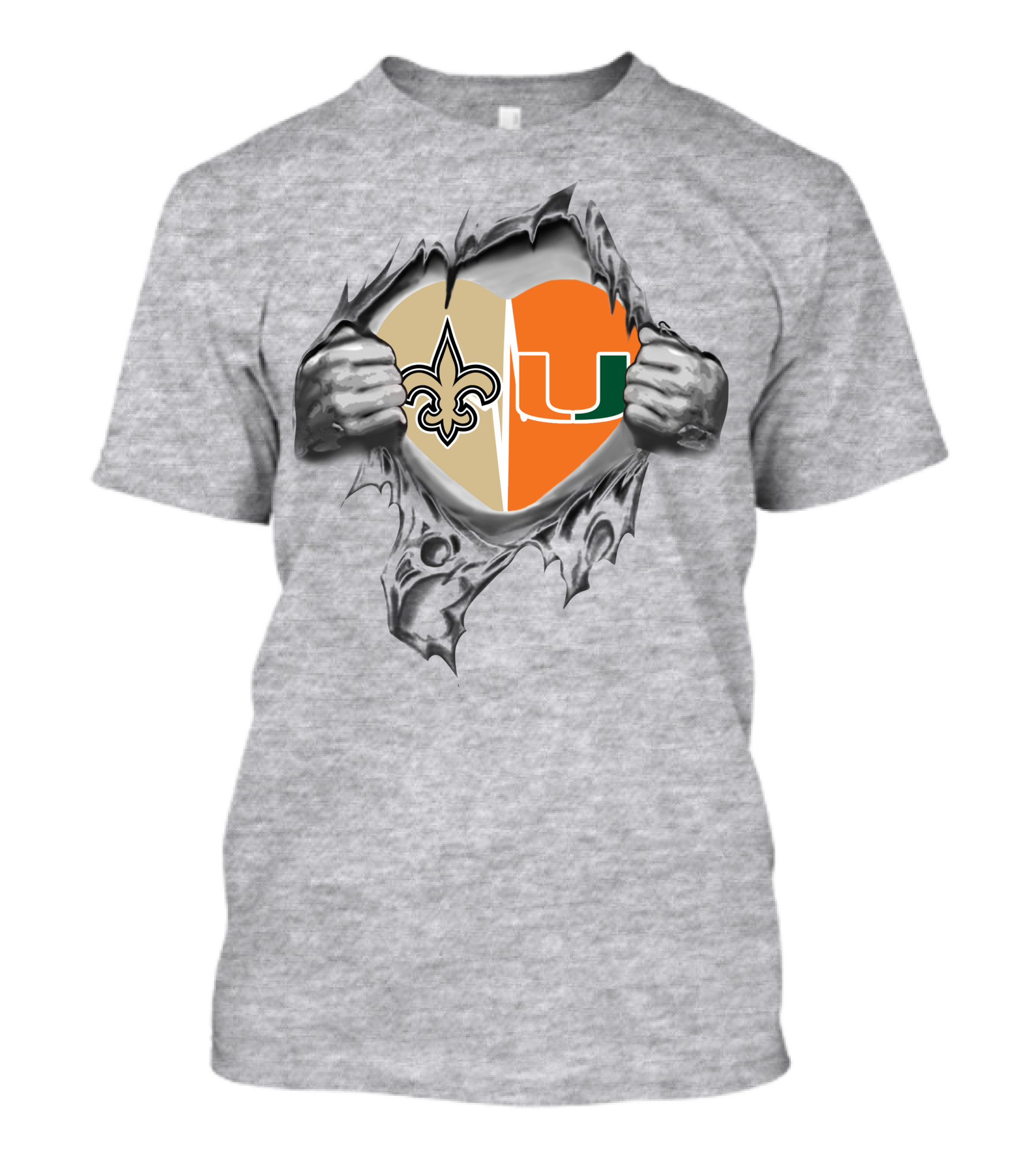 Saints Hurricanes Heart Ripped Reveal T-Shirt