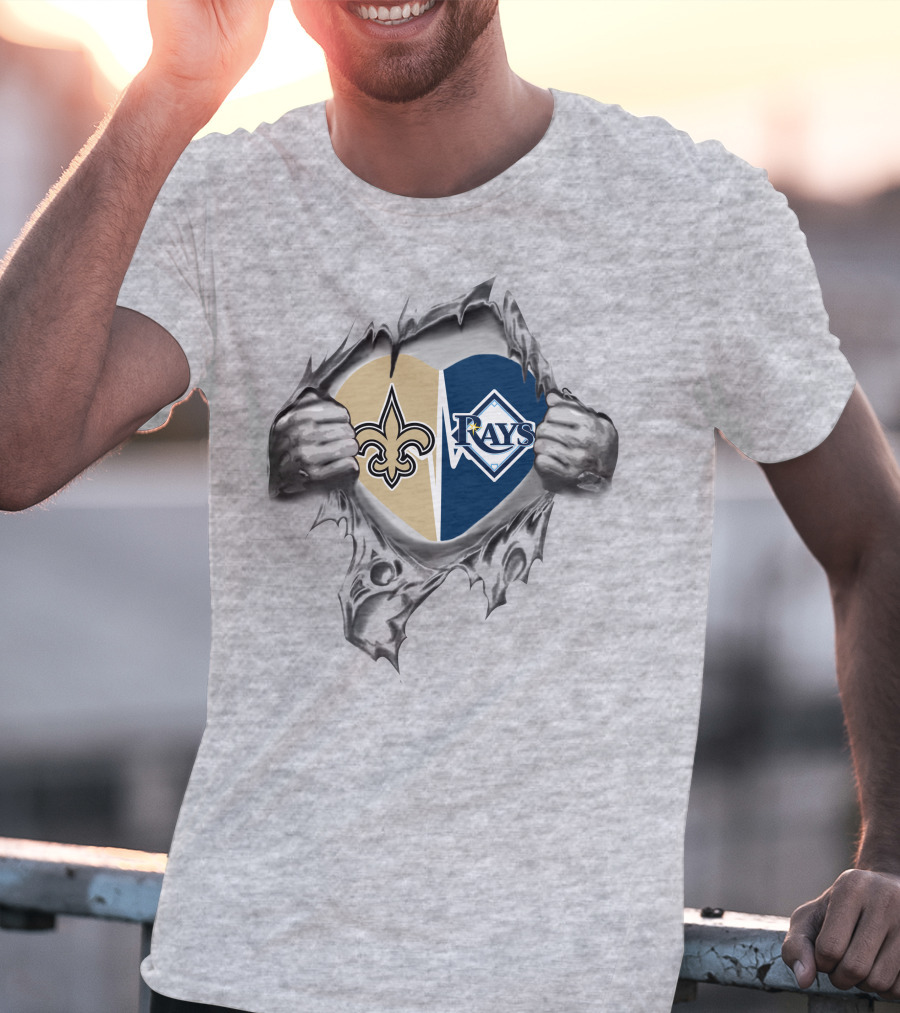 Saints Rays Heart Logo With Torn Hands T-Shirt