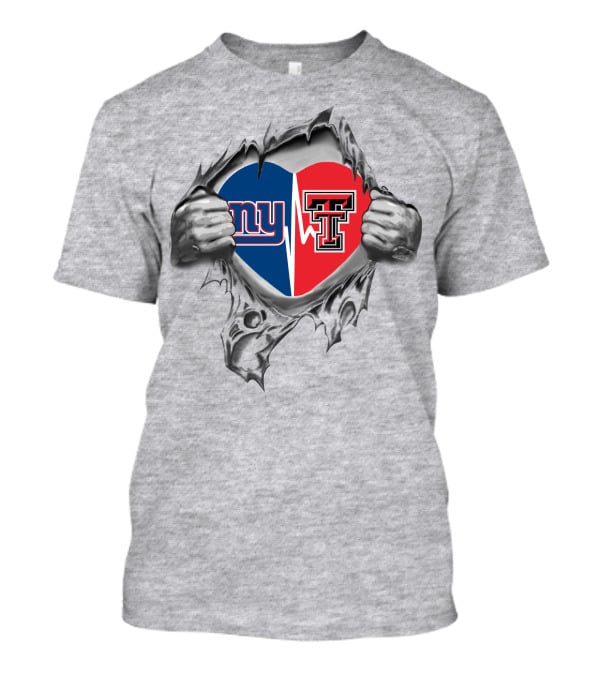 Giants Texas Tech Heart Design Featuring Dual T-Shirt