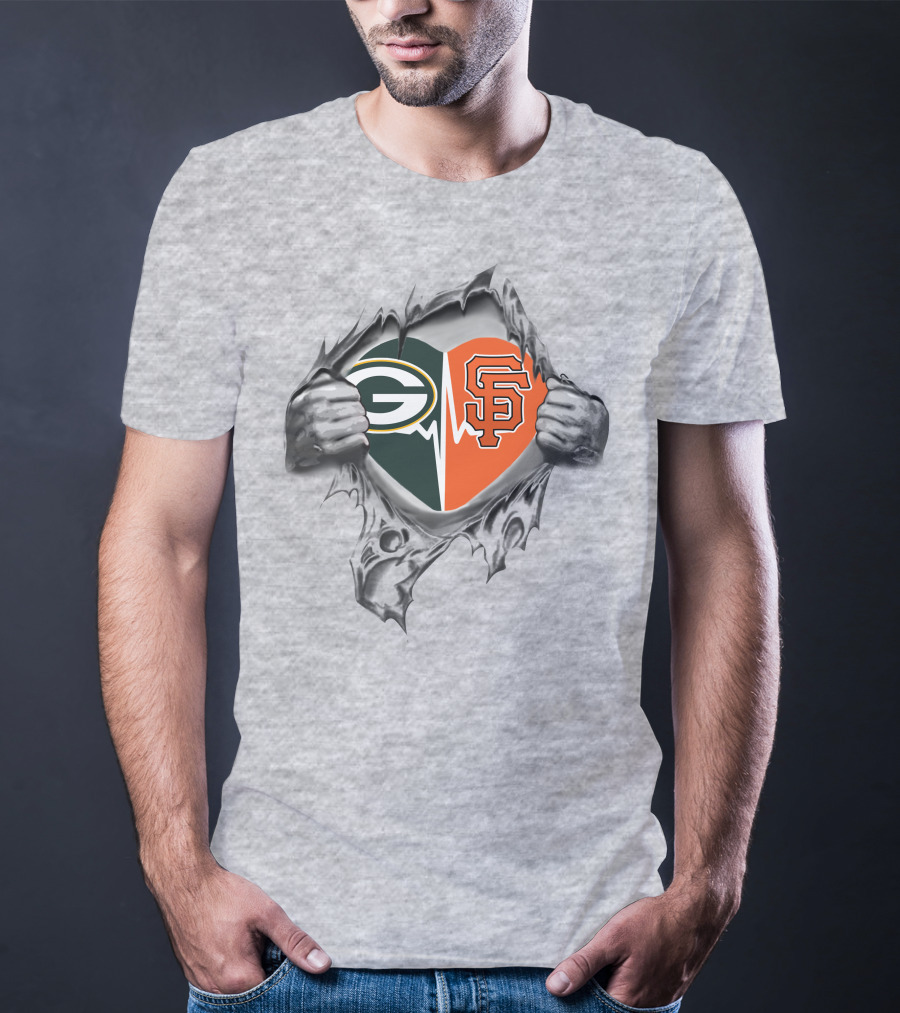 Green Bay Packers San Francisco Giants Heartbeat T-Shirt