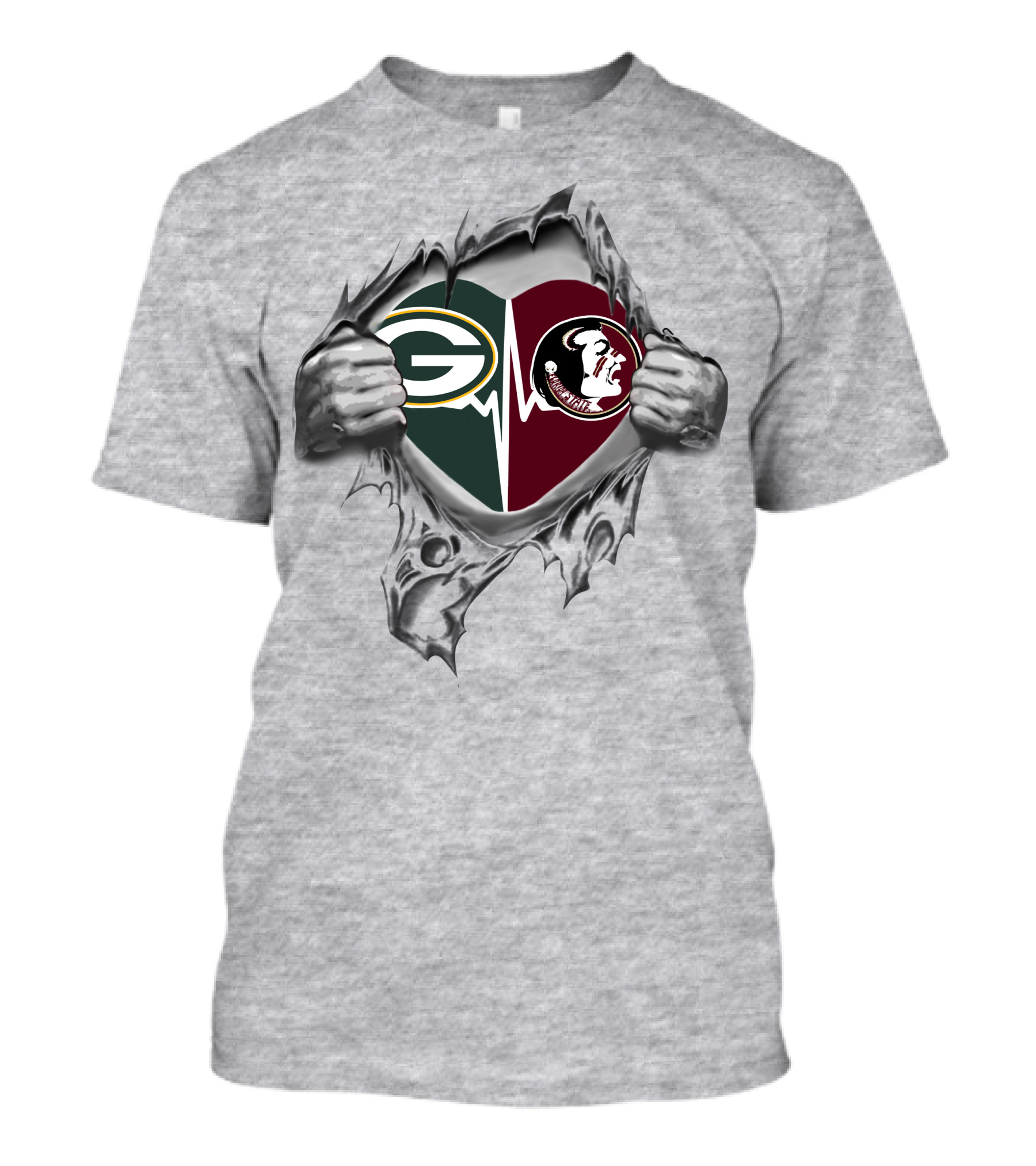 Green Bay Packers Florida State Seminoles Heartbeat T-Shirt