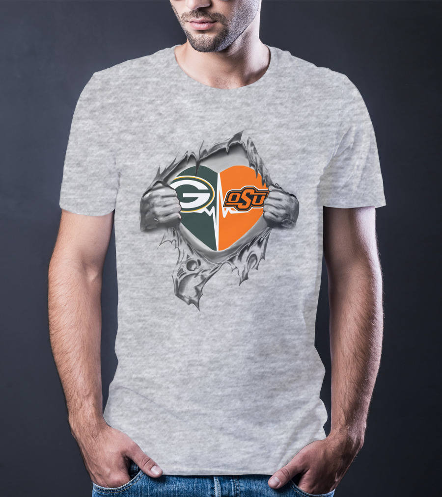 Green Bay Packers OSU Heart Logo Fusion T-Shirt