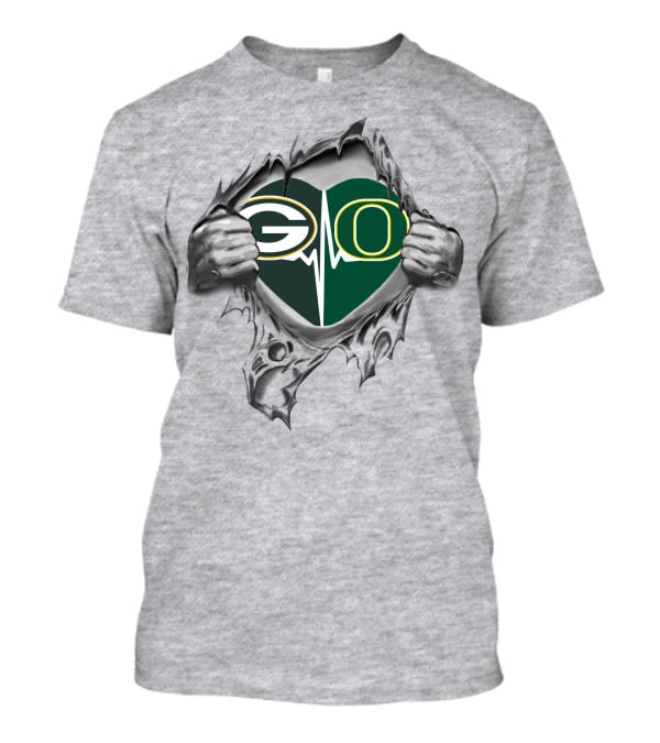 Green Bay Packers Oregon Ducks Heartbeat T-Shirt
