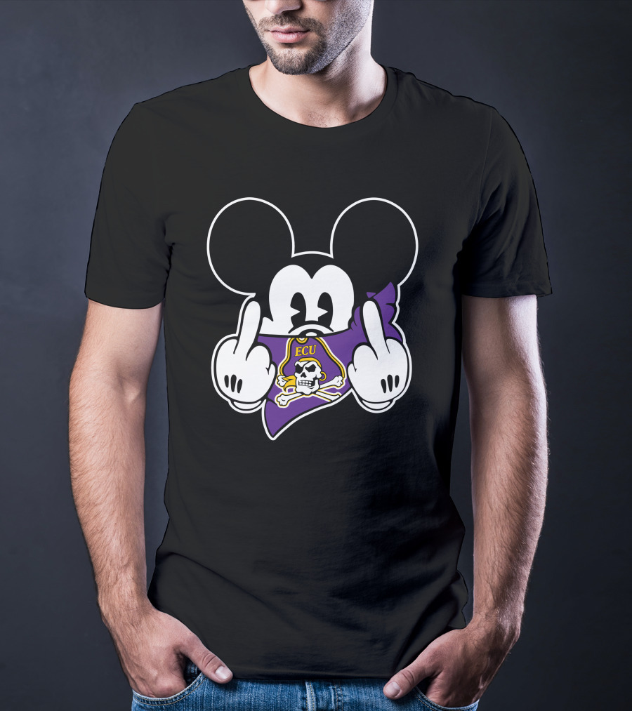 Ecu Pirates Mickey Middle Finger T-Shirt