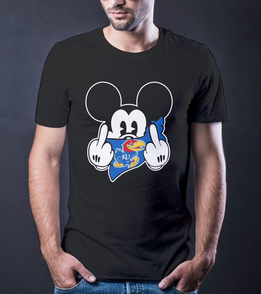 Kansas Jayhawks Mickey Mouse KU Logo Dark Humor T-Shirt