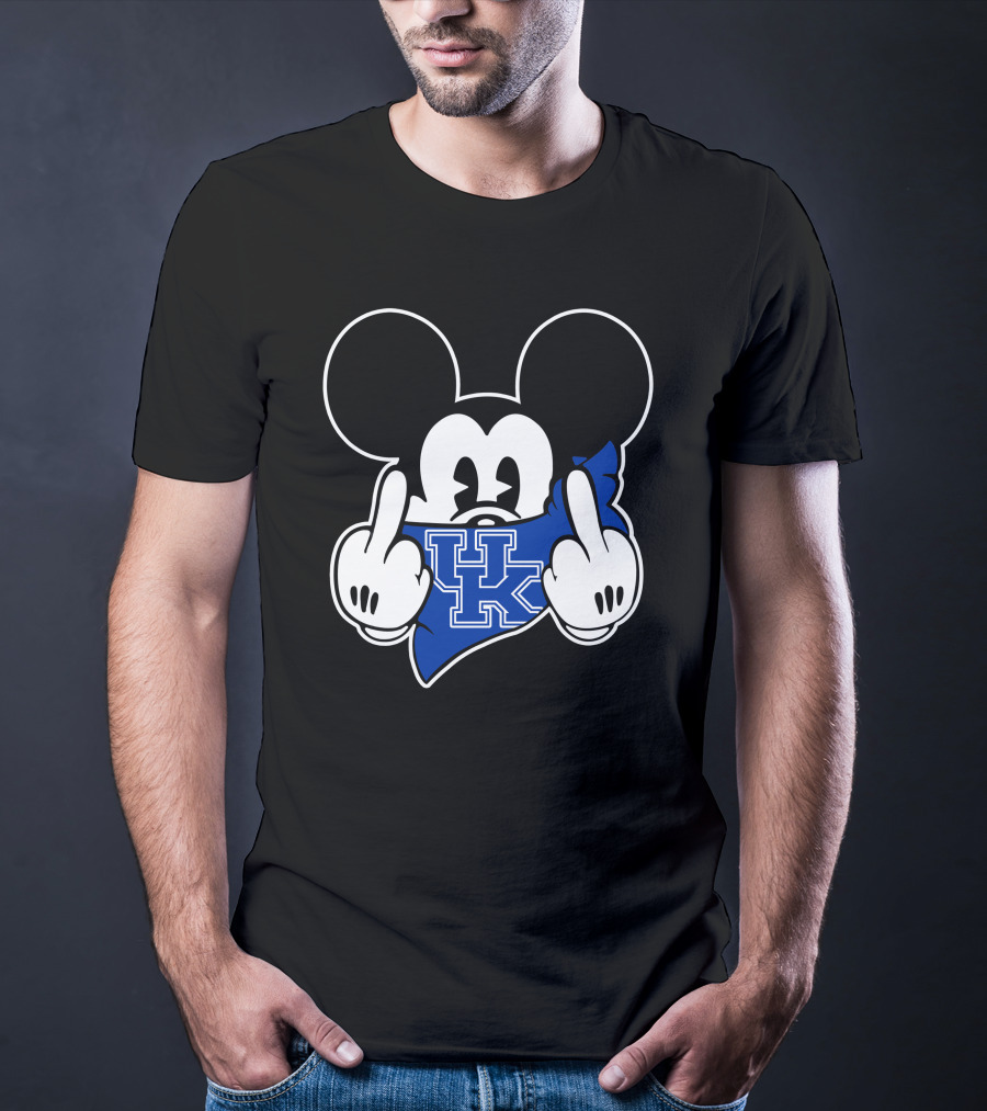 Kentucky Wildcats Mickey Middle Finger Gesture UK T-Shirt