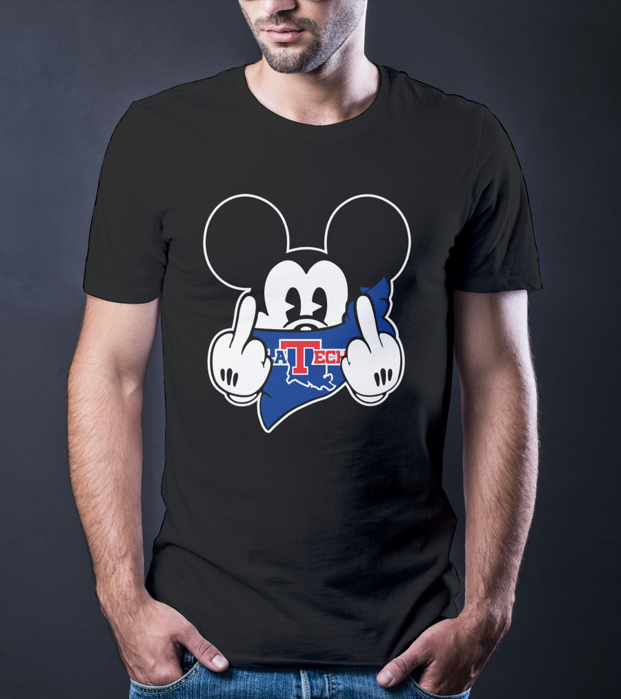 LA Tech Bulldogs Mickey Middle Finger Gesture T-Shirt