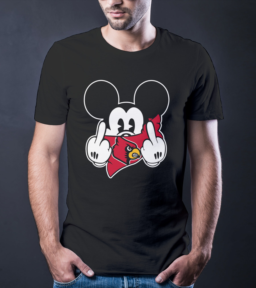 Louisville Cardinals Mickey Mouse Middle Finger T-Shirt