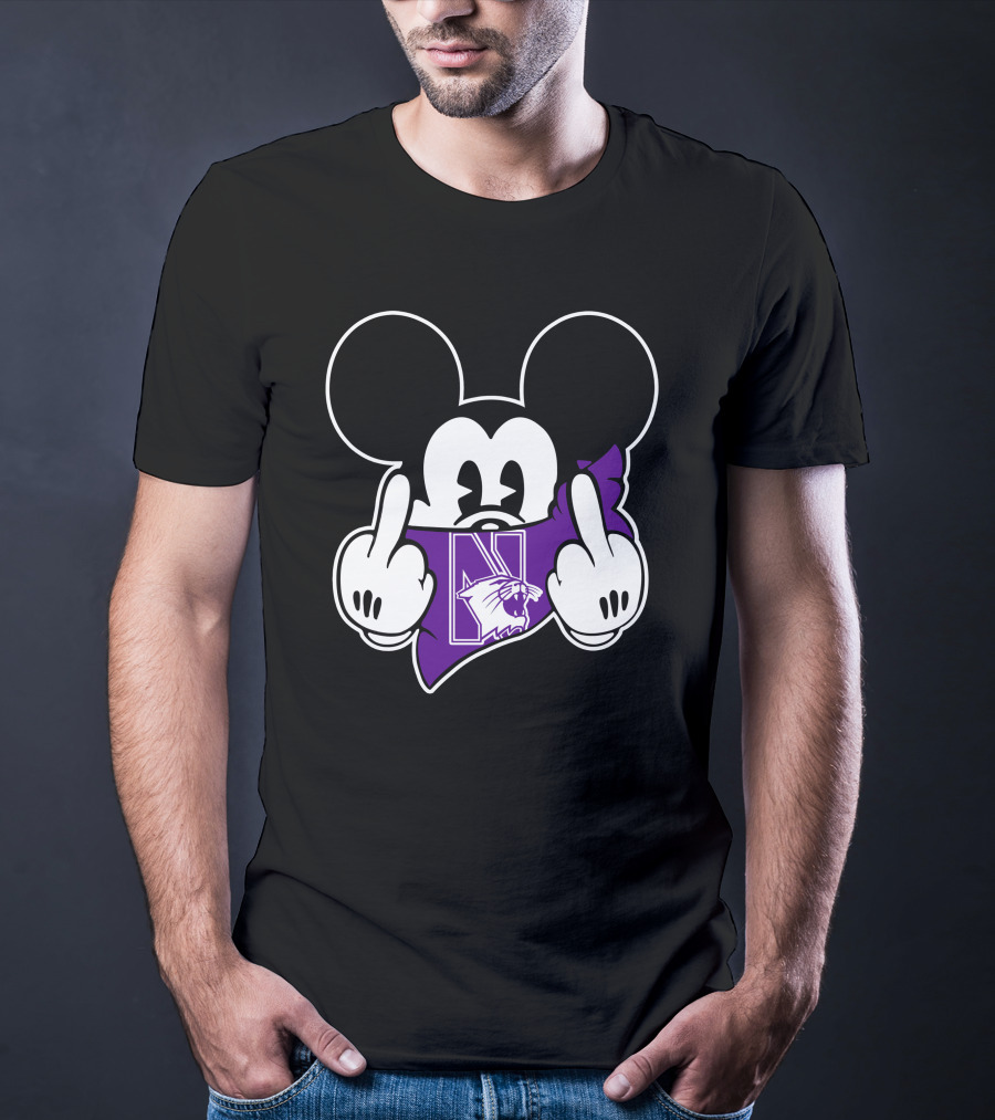 Northwestern Wildcats Mickey Middle Fingers T-Shirt
