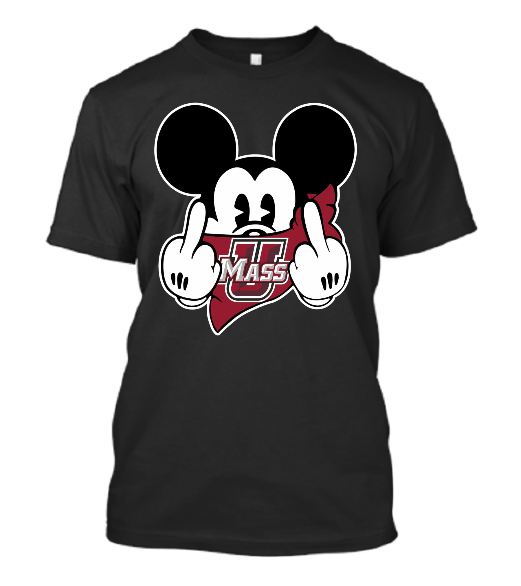 Umass Minutemen Mickey Middle Finger Gesture T-Shirt