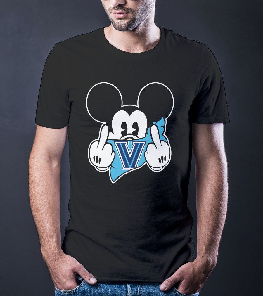 Mickey Villanova Wildcats Logo Middle Finger T-Shirt
