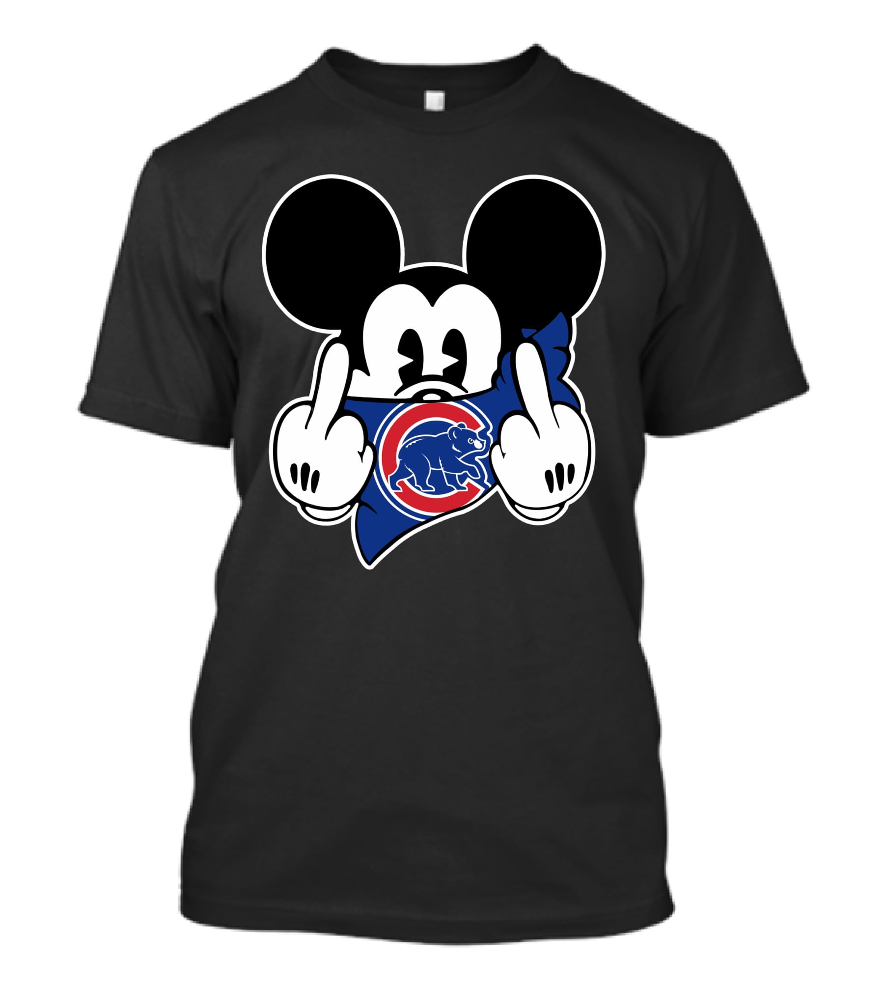 Cubs Mickey Mouse Flipping Double Middle Fingers Bandana T-Shirt