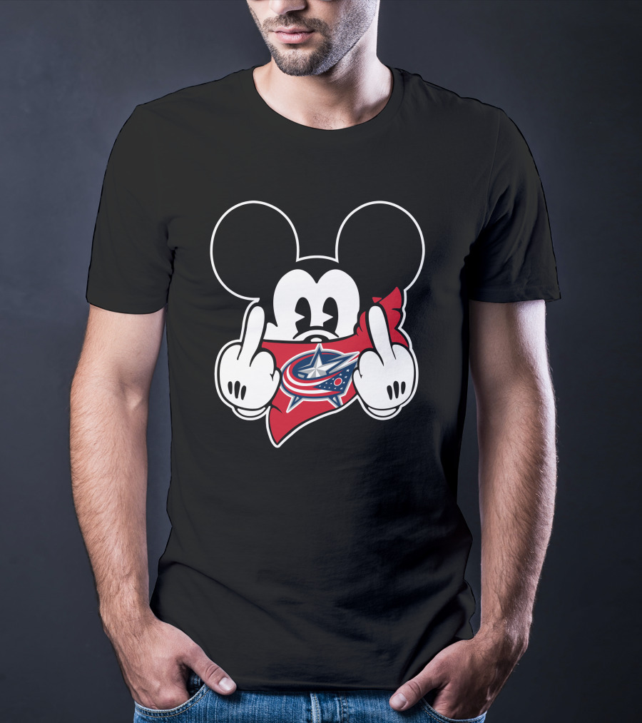 Blue Jackets Mickey Middle Finger T-Shirt