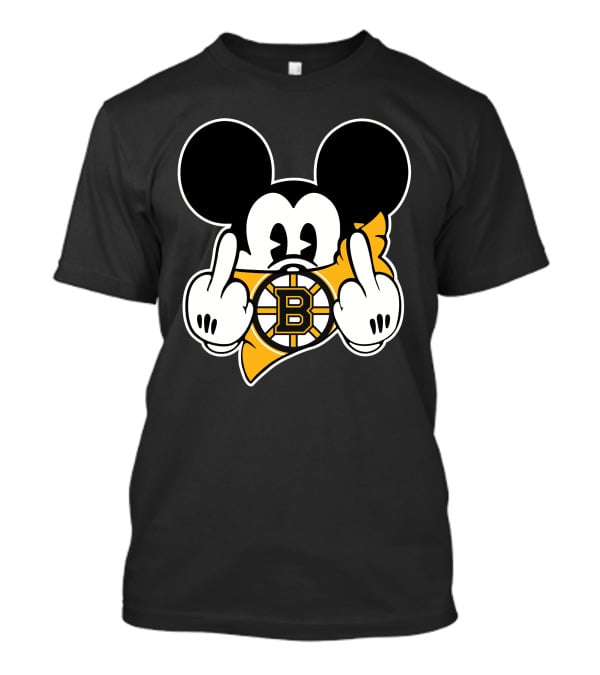 Bruins Mickey Mouse Middle Finger Salute Boston Hockey T-Shirt