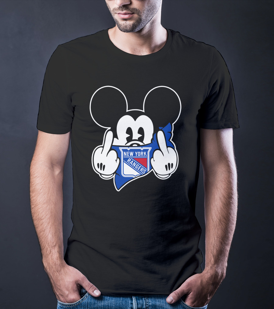 New York Rangers Mickey Middle Fingers Graphics T-Shirt
