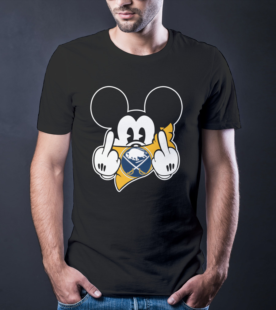 Sabres Hockey Mickey Mouse Middle Finger T-Shirt
