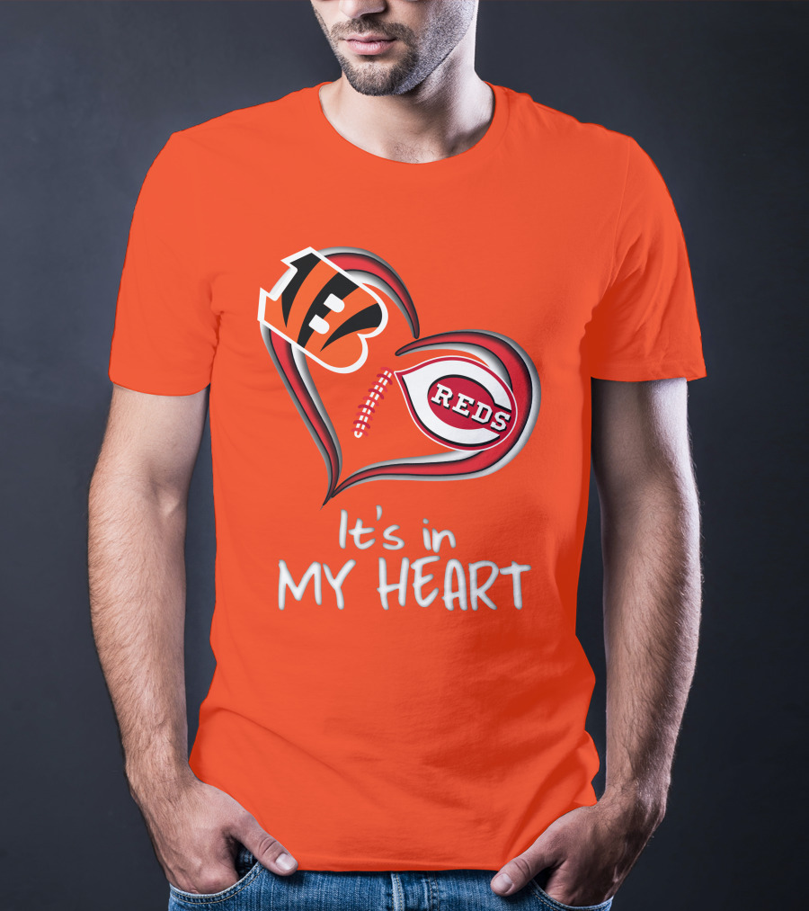 Bengals Reds It's In My Heart T-Shirt