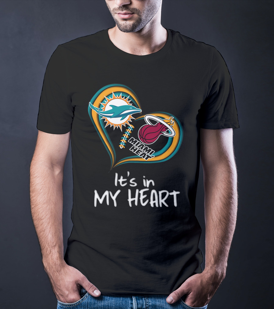 Miami Dolphins And Heat It's In My Heart T-Shirt