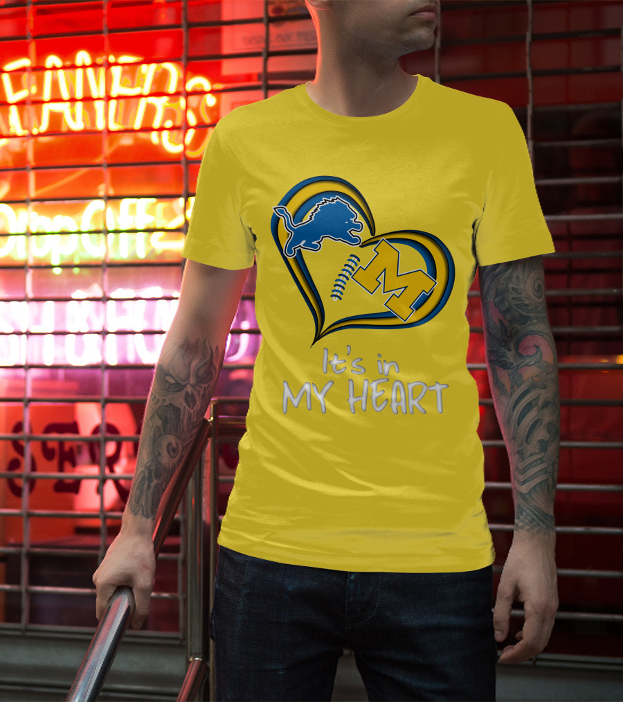 Lions Michigan M Heart It's In My Heart T-Shirt
