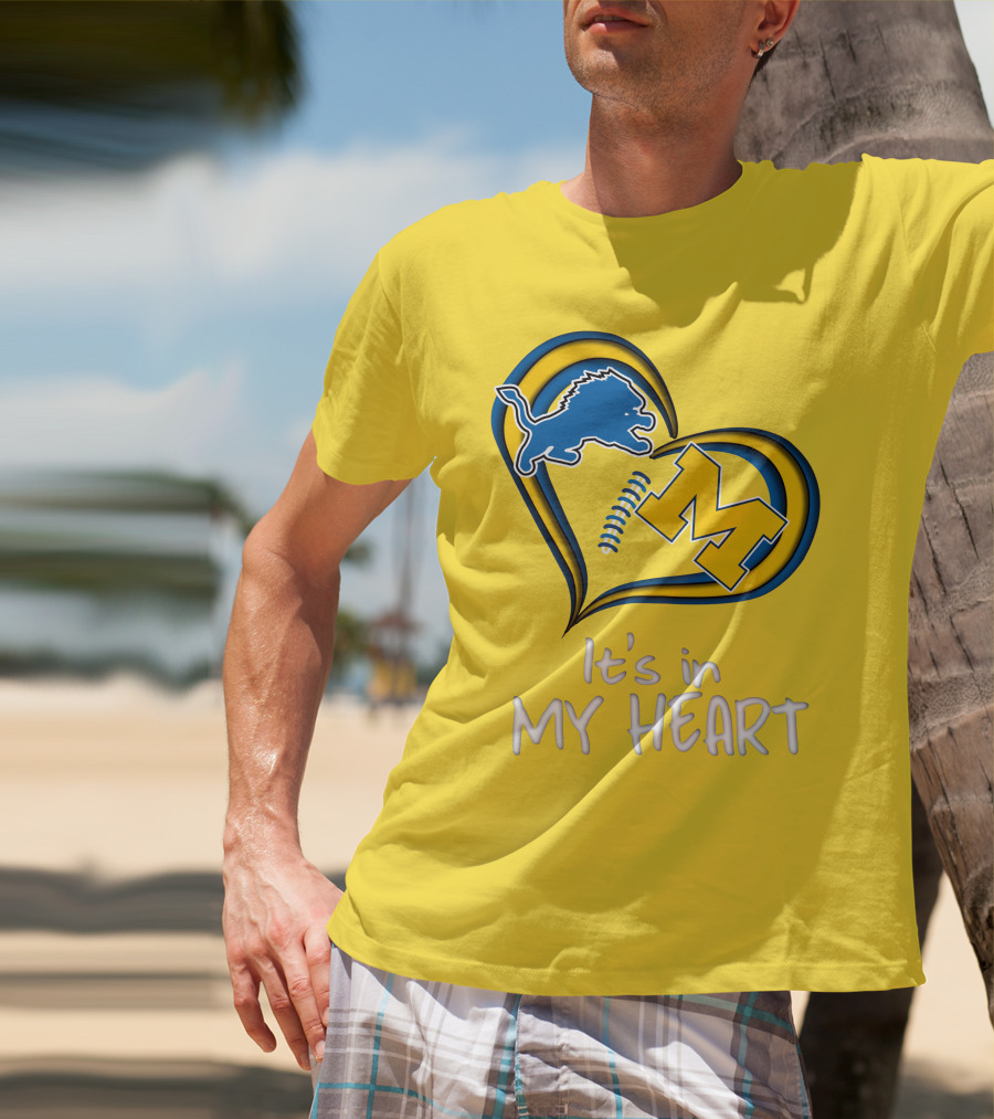 Lions Michigan M Heart It's In My Heart T-Shirt