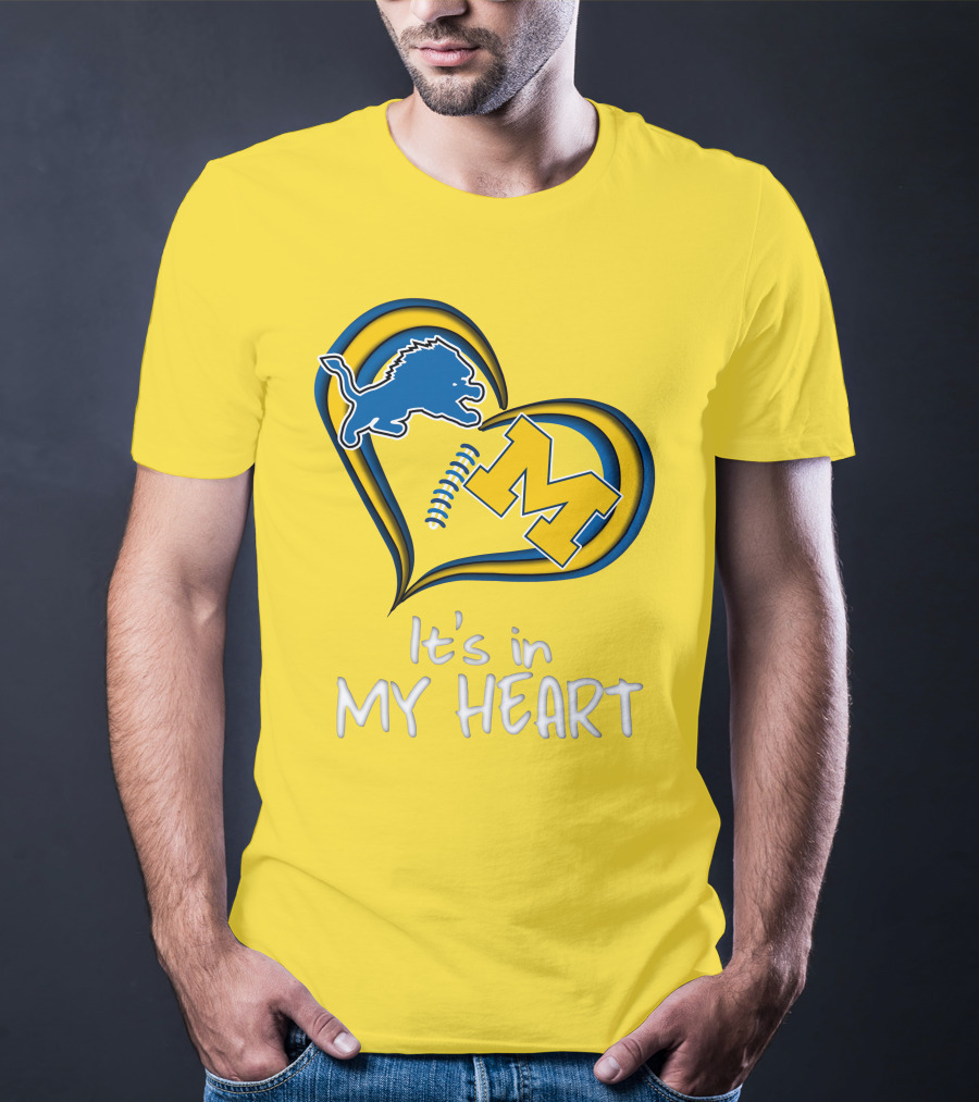 Lions Michigan M Heart It's In My Heart T-Shirt